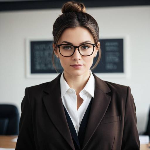 Professional Businesswoman in Suit with Glasses