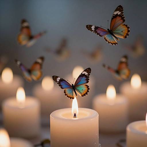 Macro Butterflies Over Candle Souls