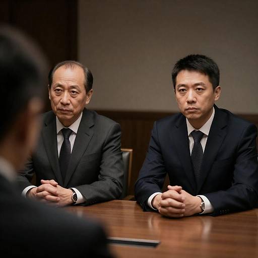 Serious Meeting in Dimly Lit Room