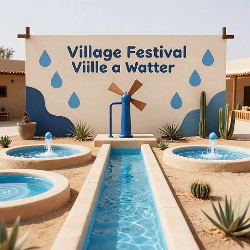 Rustic Village Water Scarcity Festival Backdrop