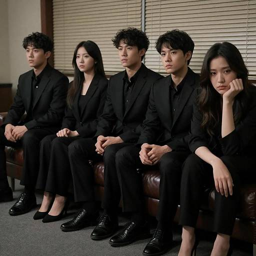 Dimly Lit Group in Black Suits