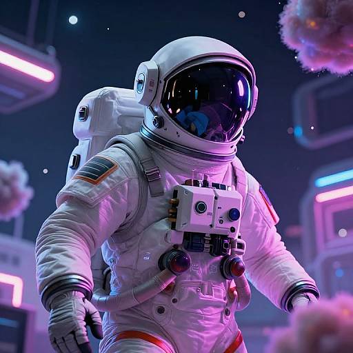 Futuristic Astronaut in Neon Cosmos