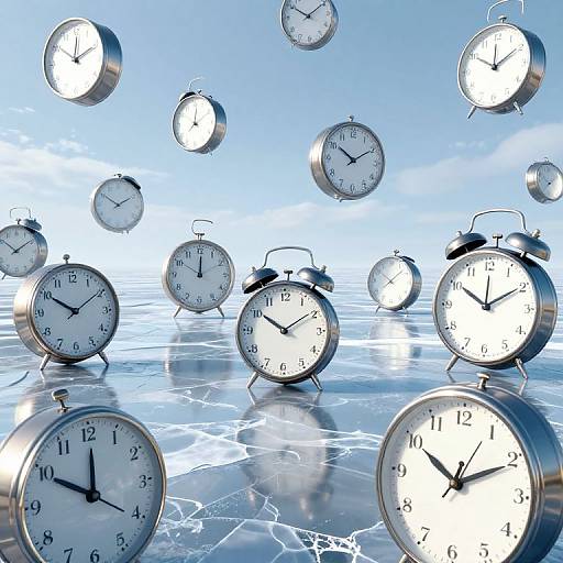 Surreal Cyberpunk Vintage Clocks Scene