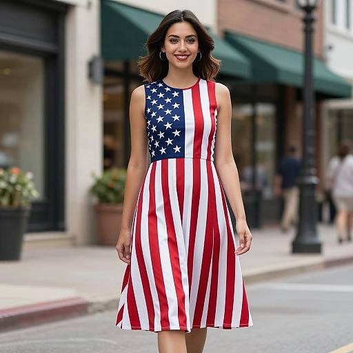 Woman in American Flag Dress