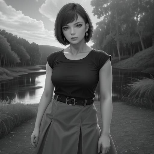 Realistic Greyscale Portrait of a Girl