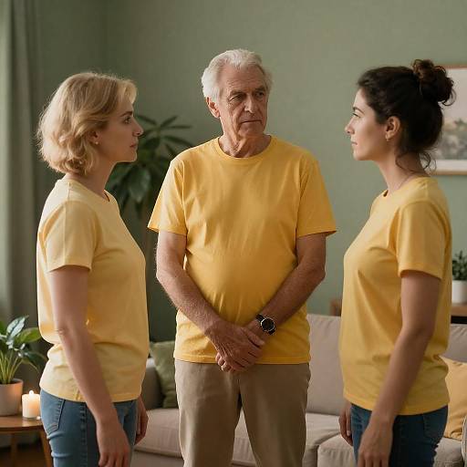 Gathering in a Warm Green-lit Room