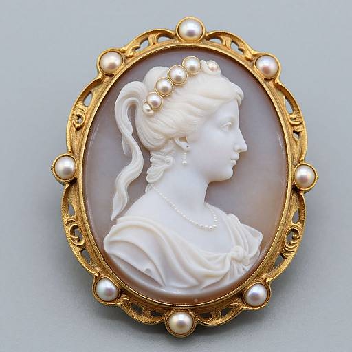 Elegant Victorian Pearl Cameo Brooch