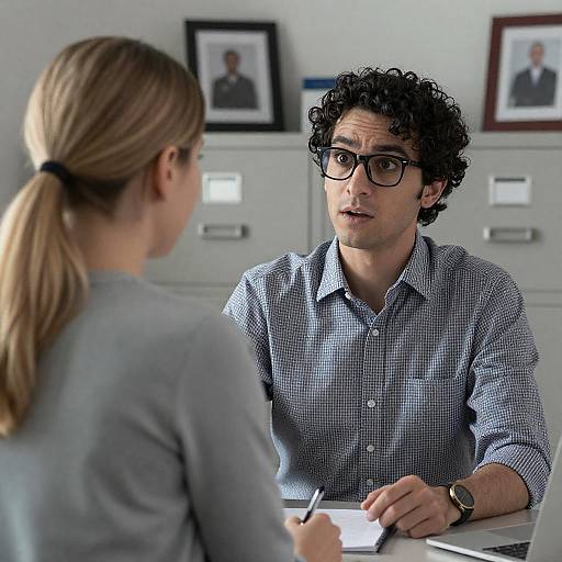 Man and Woman Discussing in Office