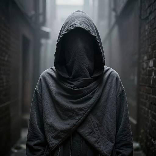 Mysterious Hooded Figure in Fog