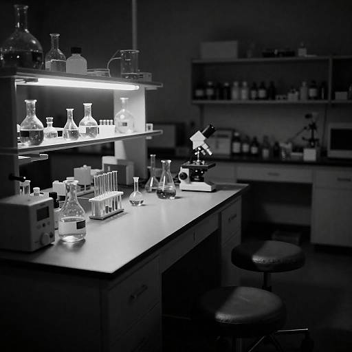 Dramatic Black and White Laboratory Scene