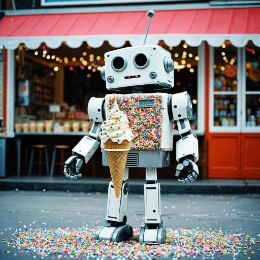 Whimsical Ice Cream Robot in Fun Setting