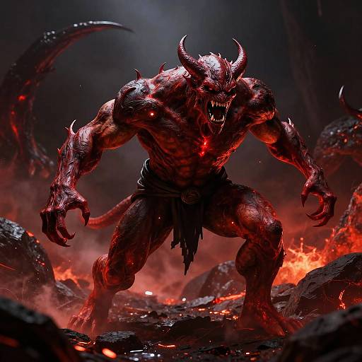 Muscular Brimstone Demon Charging