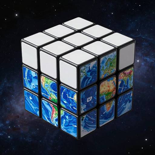 Colossal Rubik's Cube Earth in Cosmos