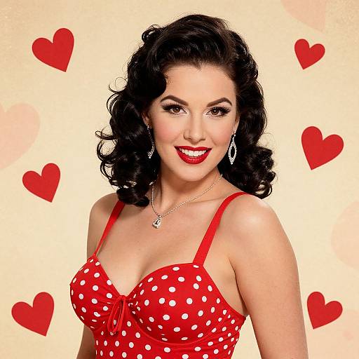 Retro Pin-Up Woman in Red Lingerie