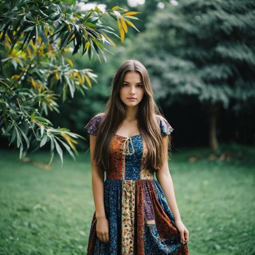 Girl in Multicolored Hudi Costume Outdoors
