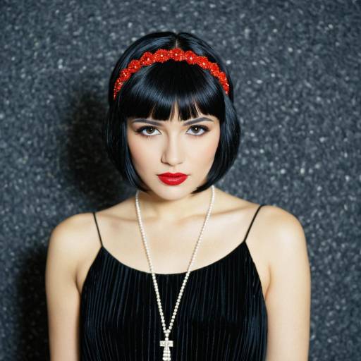 Woman in Black Flapper Dress with Red Headband