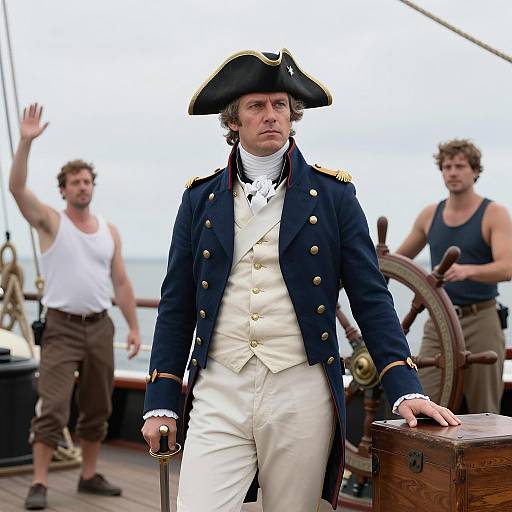 18th Century Naval Officer on Ship Deck