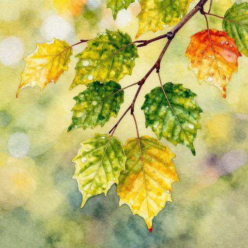 Vibrant Watercolour Beech Branch