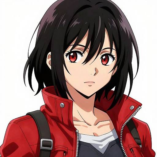 Vibrant Anime Illustration of Mikasa