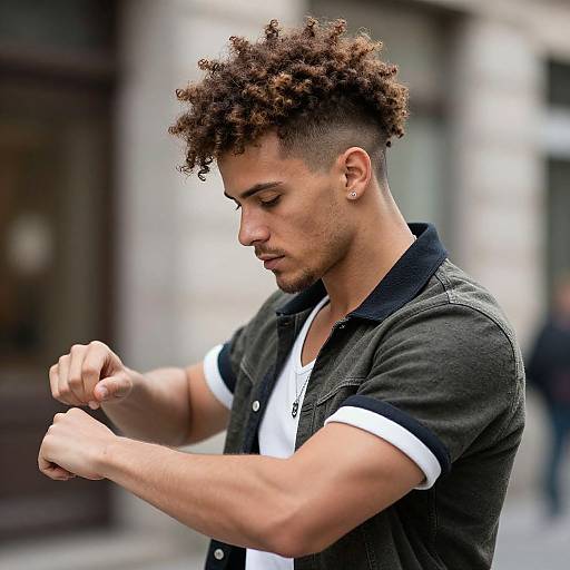 Stylish European Man in Urban Streetwear