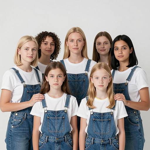 Sisterhood in White and Blue Overalls