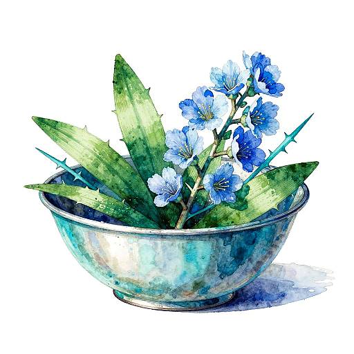 Contemporary Turquoise Metal Bowl Still-Life