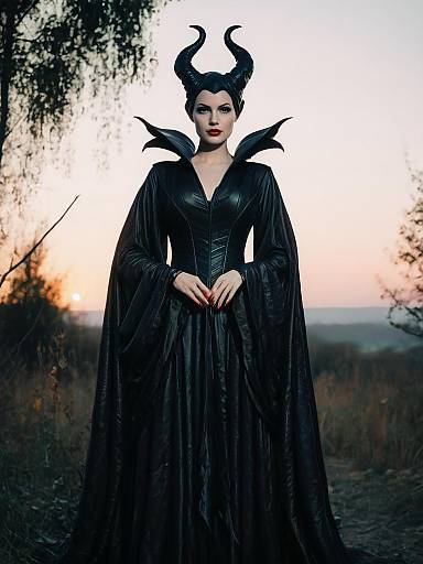 Photorealistic Woman in Maleficent Costume