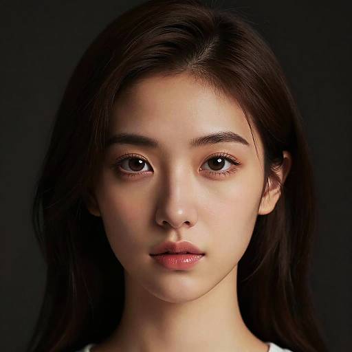 Portrait of Young Asian Woman with Glossy Lips