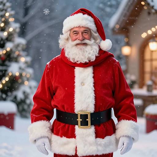 Classic Male Santa in Festive Winter Scene