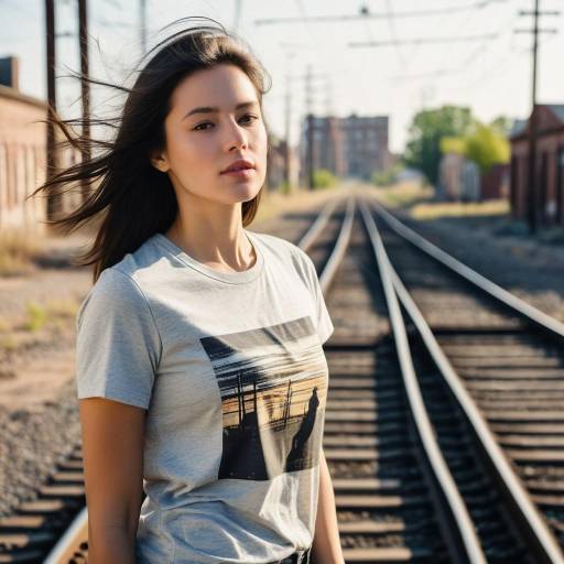 Young Woman on Railroad Tracks