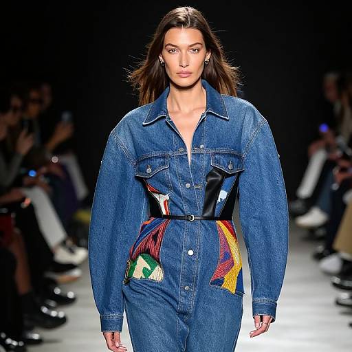 Bella Hadid in Colorful Denim Haute Couture