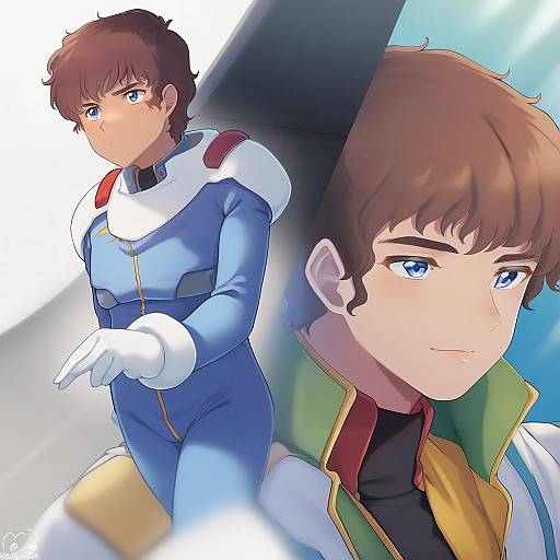 Illustration of Amuro ray, gundam in the style of Magowasabi