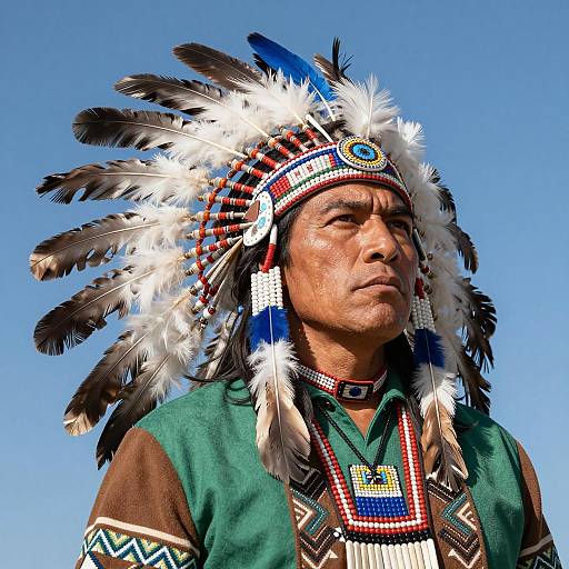 Native American Man with Feather Headdress