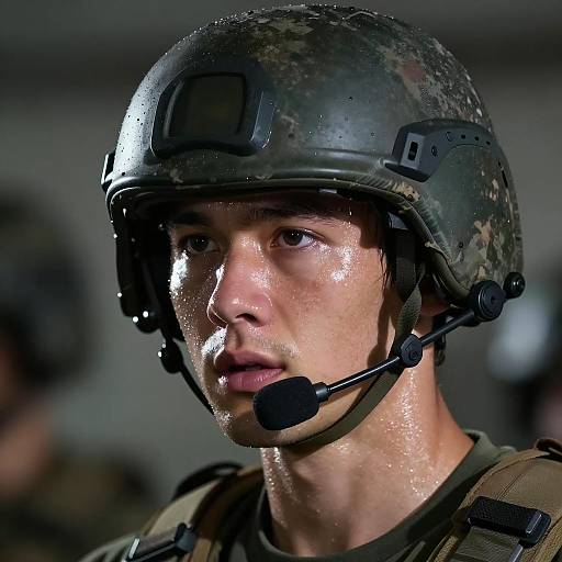 Focused Soldier in Dark Environment