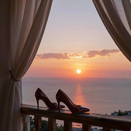Elegant Heels Over Serene Sunset Balcony