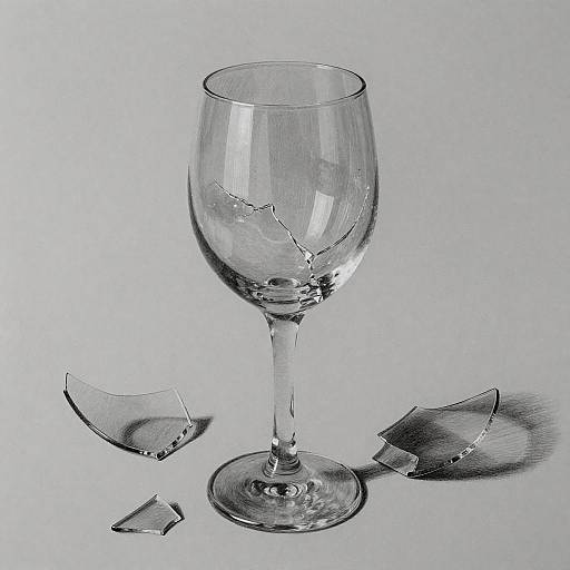 Hyperrealistic Shattered Wine Glass Study