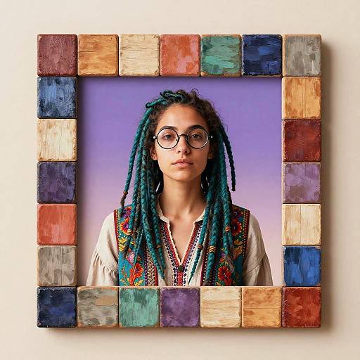 Bohemian Portrait in Patchwork Frame