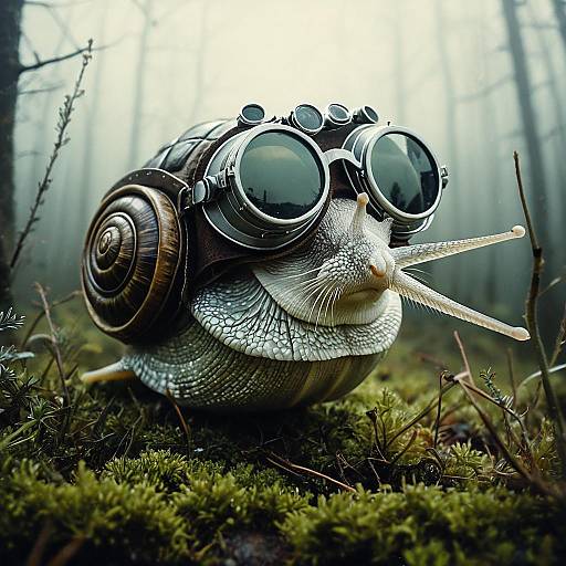Snail Wearing Vintage Aviator Goggles