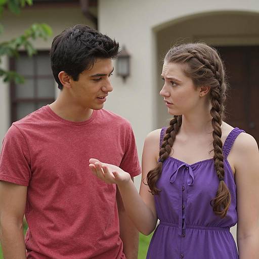 Young Couple Discussing Outdoors