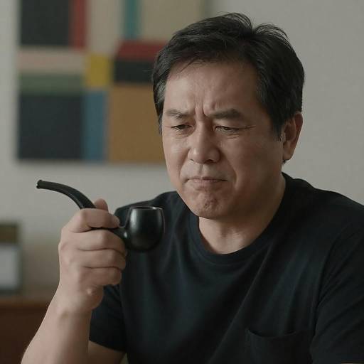 Middle-Aged Man with Abstract Art Background