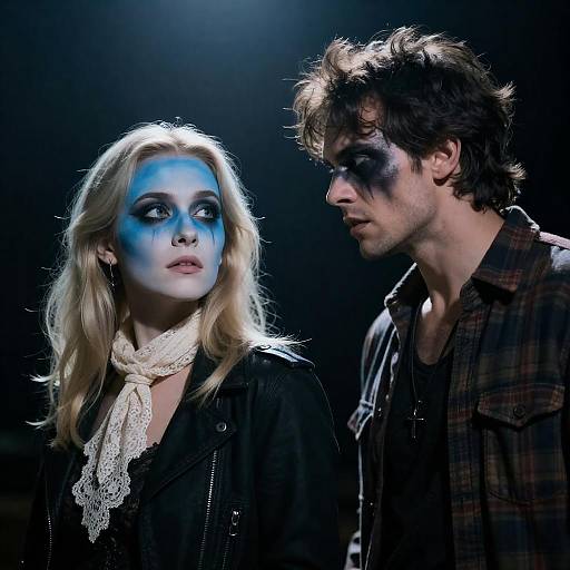 Dramatic Portrait of Painted Woman and Man