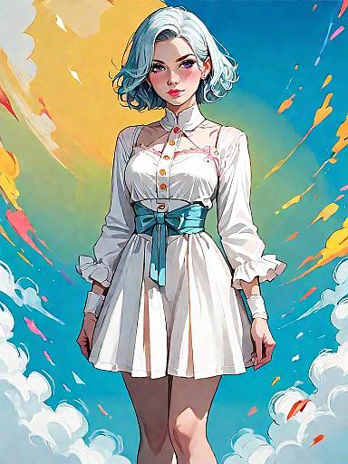 Chic Woman in White Mini Dress