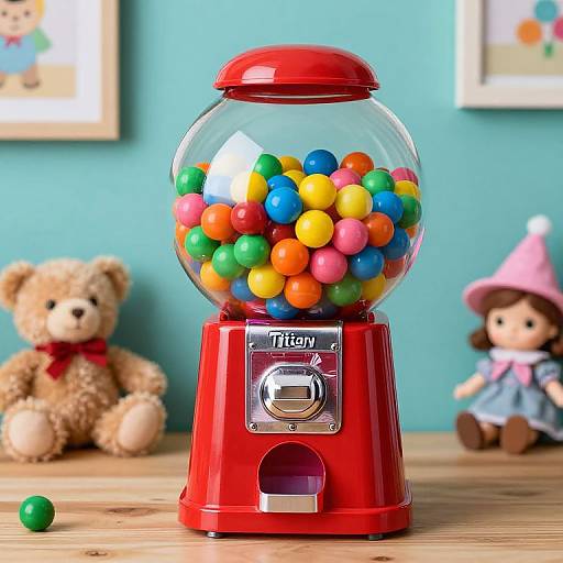Colorful Vintage Gumball Machine Scene
