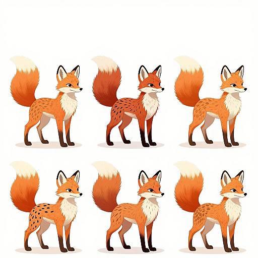 Vibrant Fox-Like Creatures Illustration