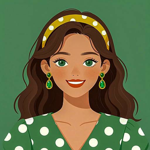 Charming Woman in Green Polka-Dots