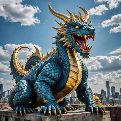 Majestic Eastern Dragon Over Cityscape