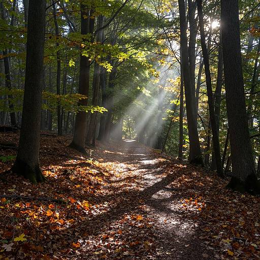 Sunlit Autumn Forest Path
