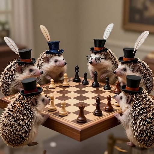 Hedgehogs Debating on Floating Chessboard