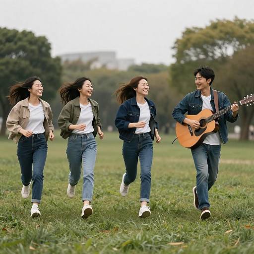Joyful Run in a Grassy Park