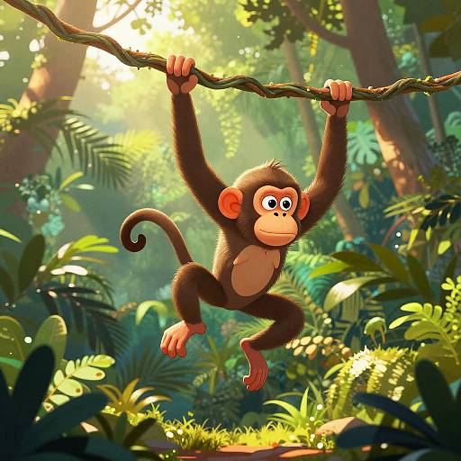 Pepe Monkey Swinging Through Jungle